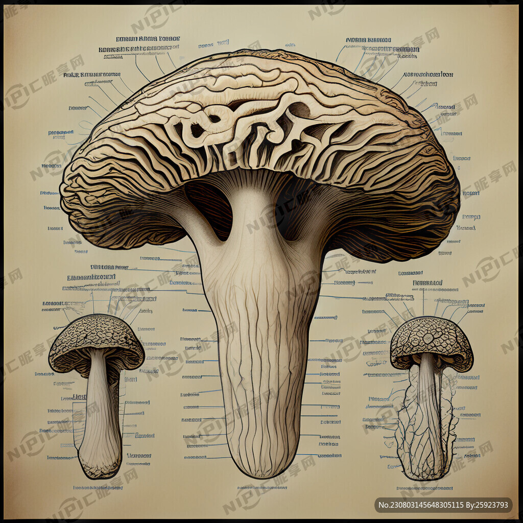 实物瘦长羊肚菌线描稿