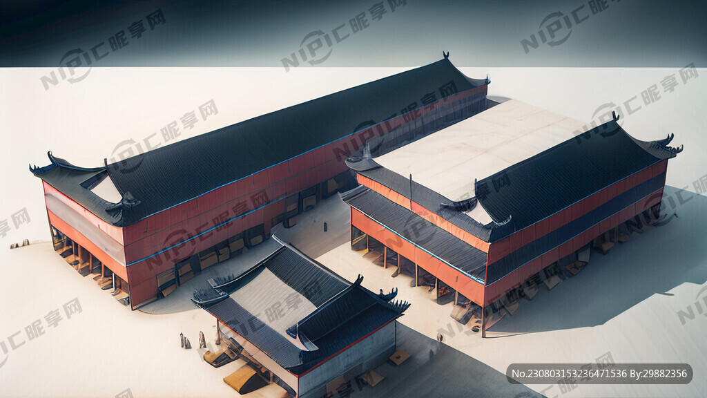仓库大面积建筑航拍视角