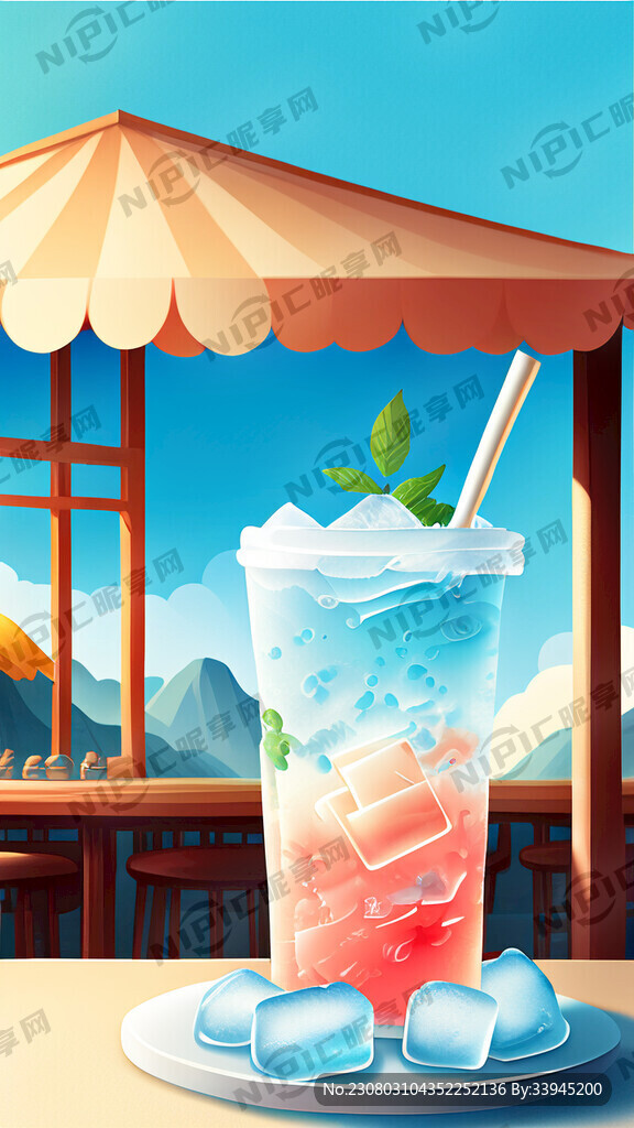 冰力酷爽清凉来袭夏日餐厅海报背