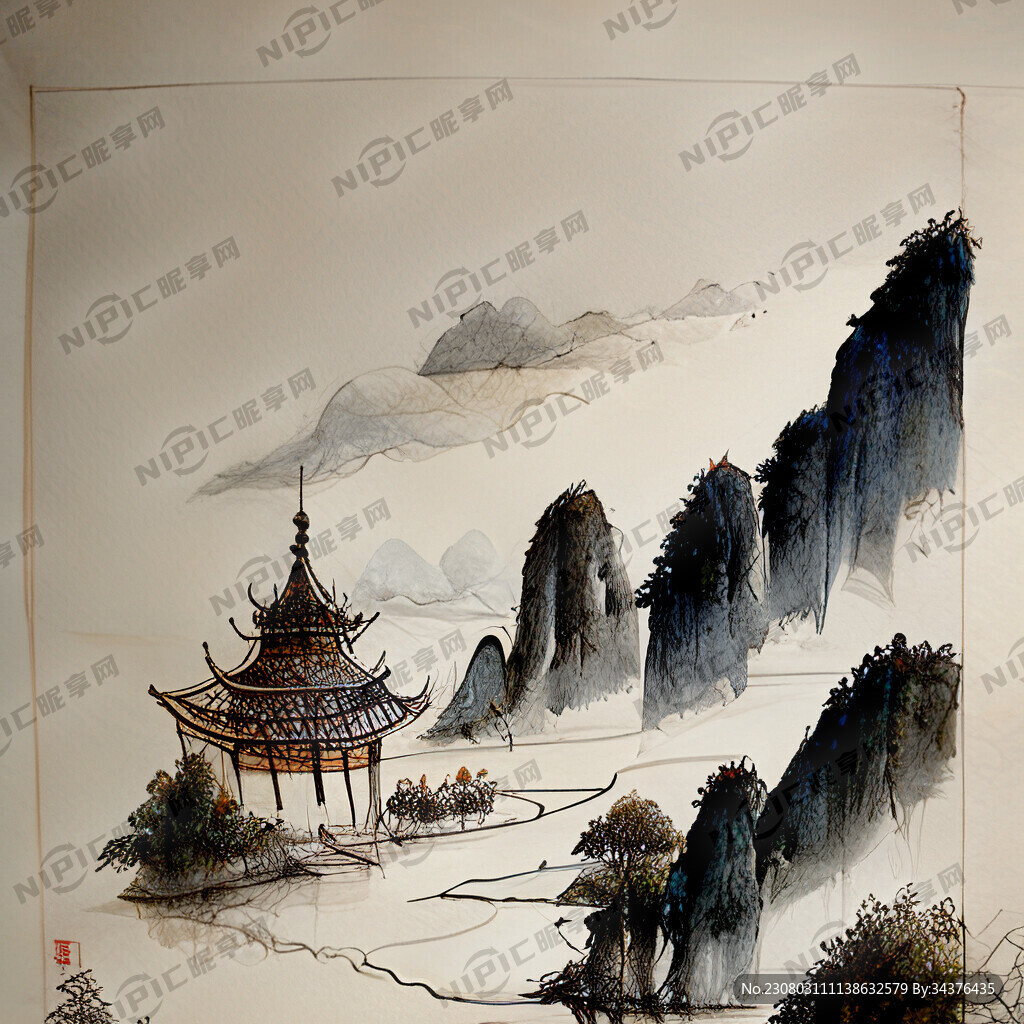 傣簇风情 手绘线稿