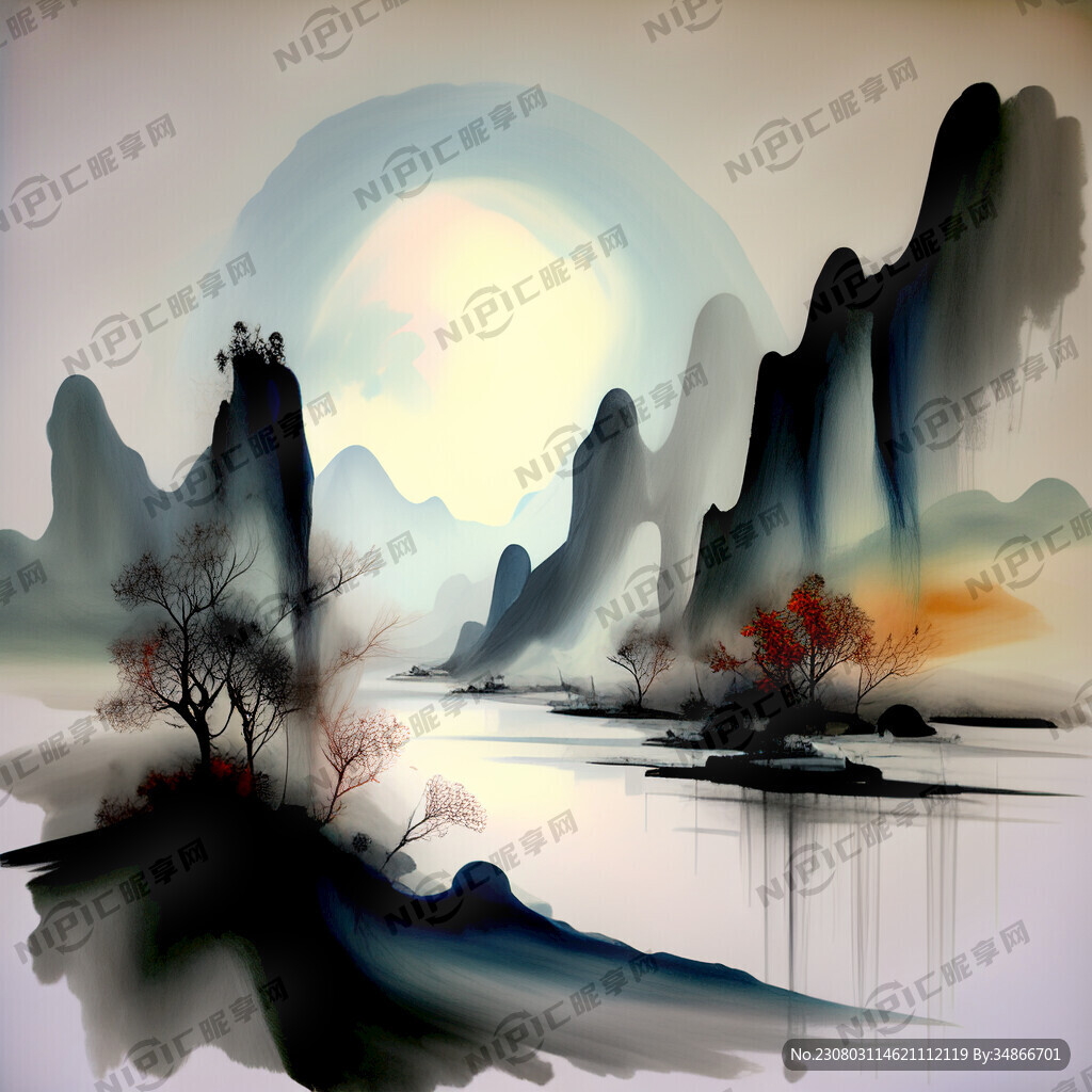 抽象侘寂风手绘