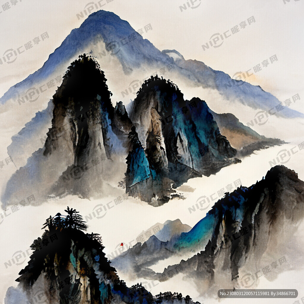 意境写意风景山人物