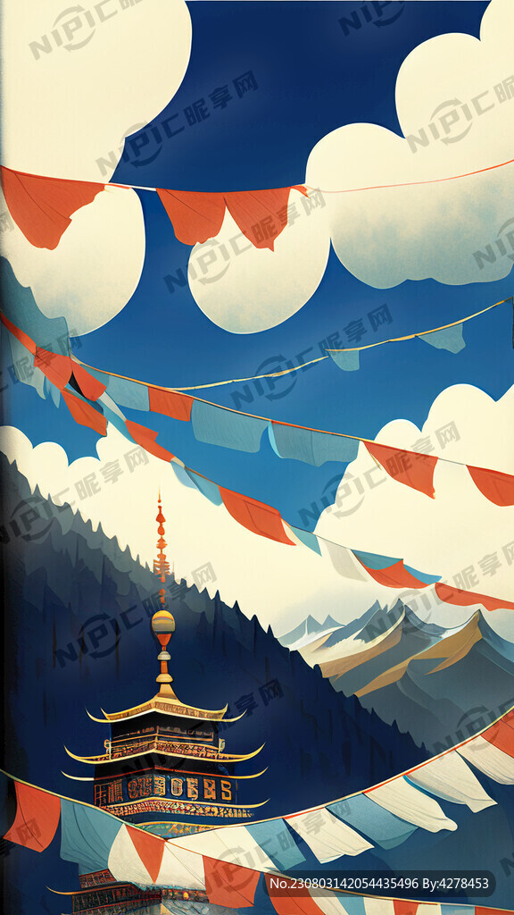 香格里拉经幡海报