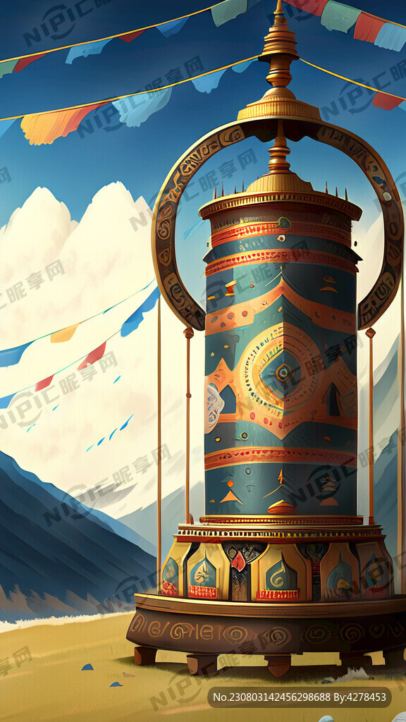 香格里拉经幡转经轮海报