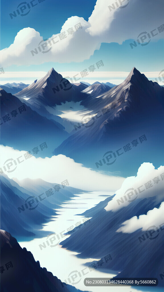 蓝天白云山水