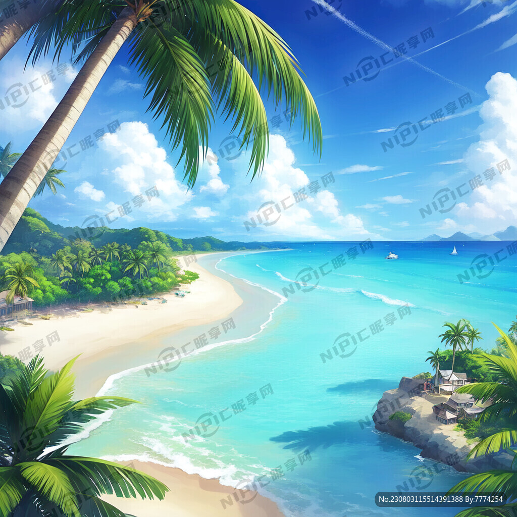 大海海燕椰子树背景图