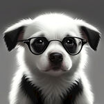 小白狗，黑耳朵，带着眼镜，高清