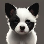 小白狗，黑耳朵，黑眼圈，可爱