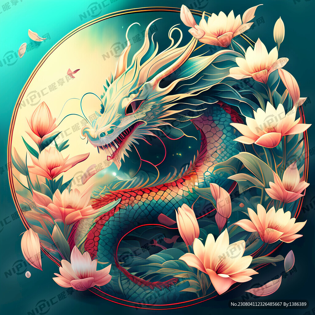 龙 卡通龙 透明感 全息色