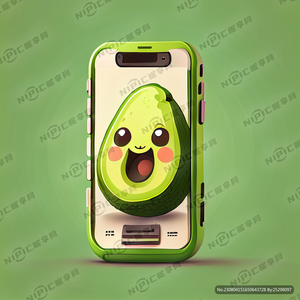 牛油果绿色清新卡通可爱手机图标