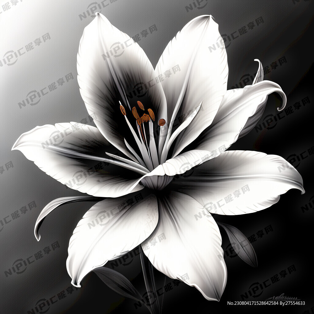 一朵黑白色的百合花