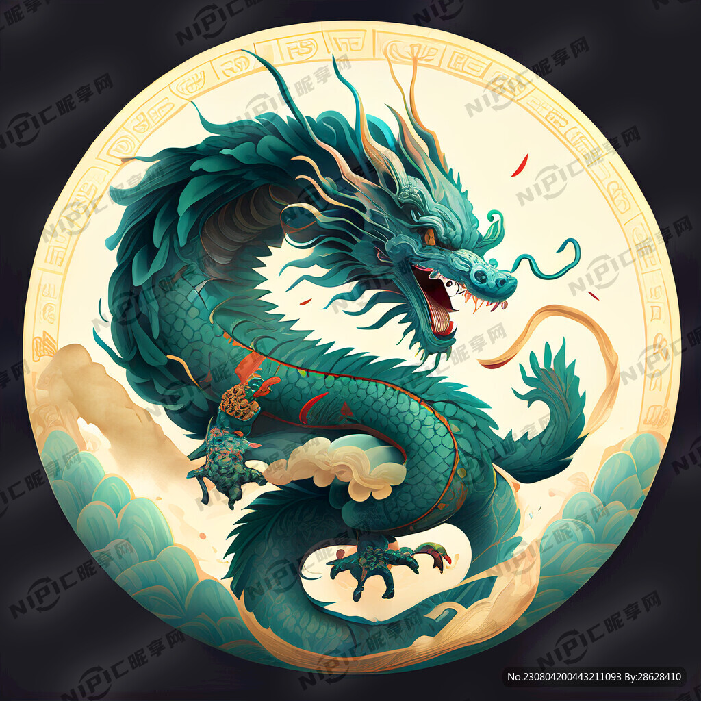 可爱青龙 盘旋在数字