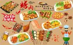 烤肉饭背景墙图片