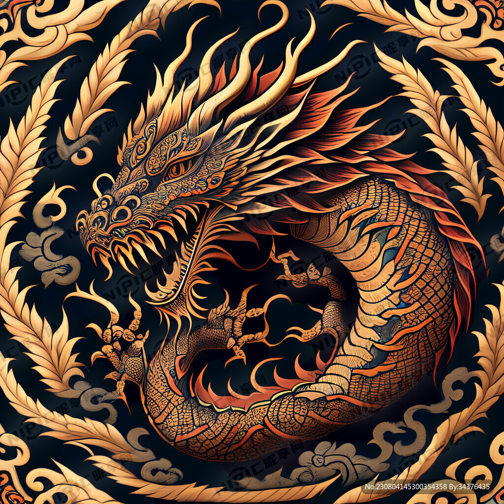 东方传统龙纹吉祥图案