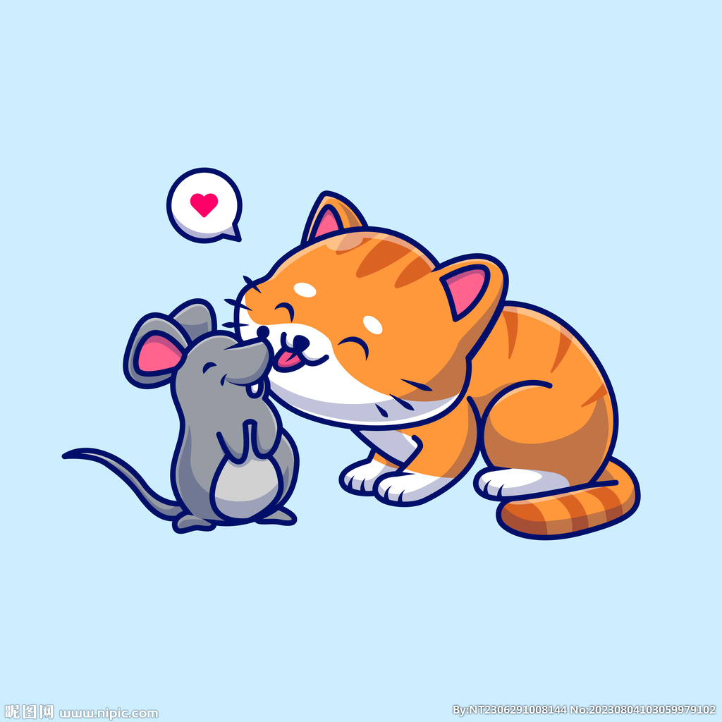 可爱卡通猫和老鼠