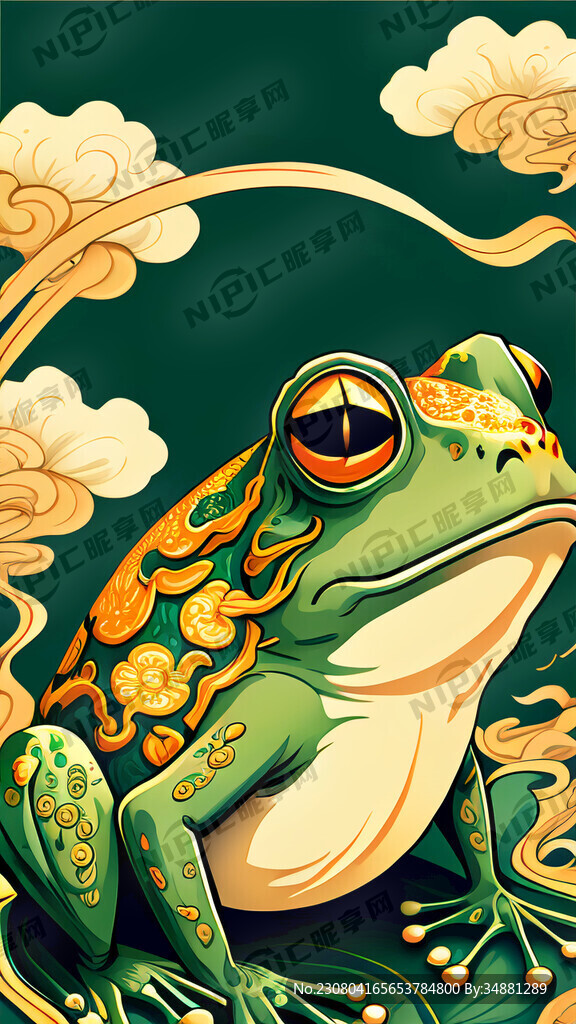 竖版 橙色绿色画面 青蛙