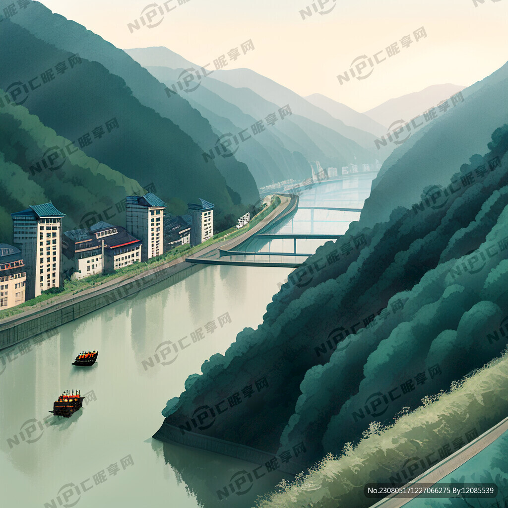 美丽的长江堤防