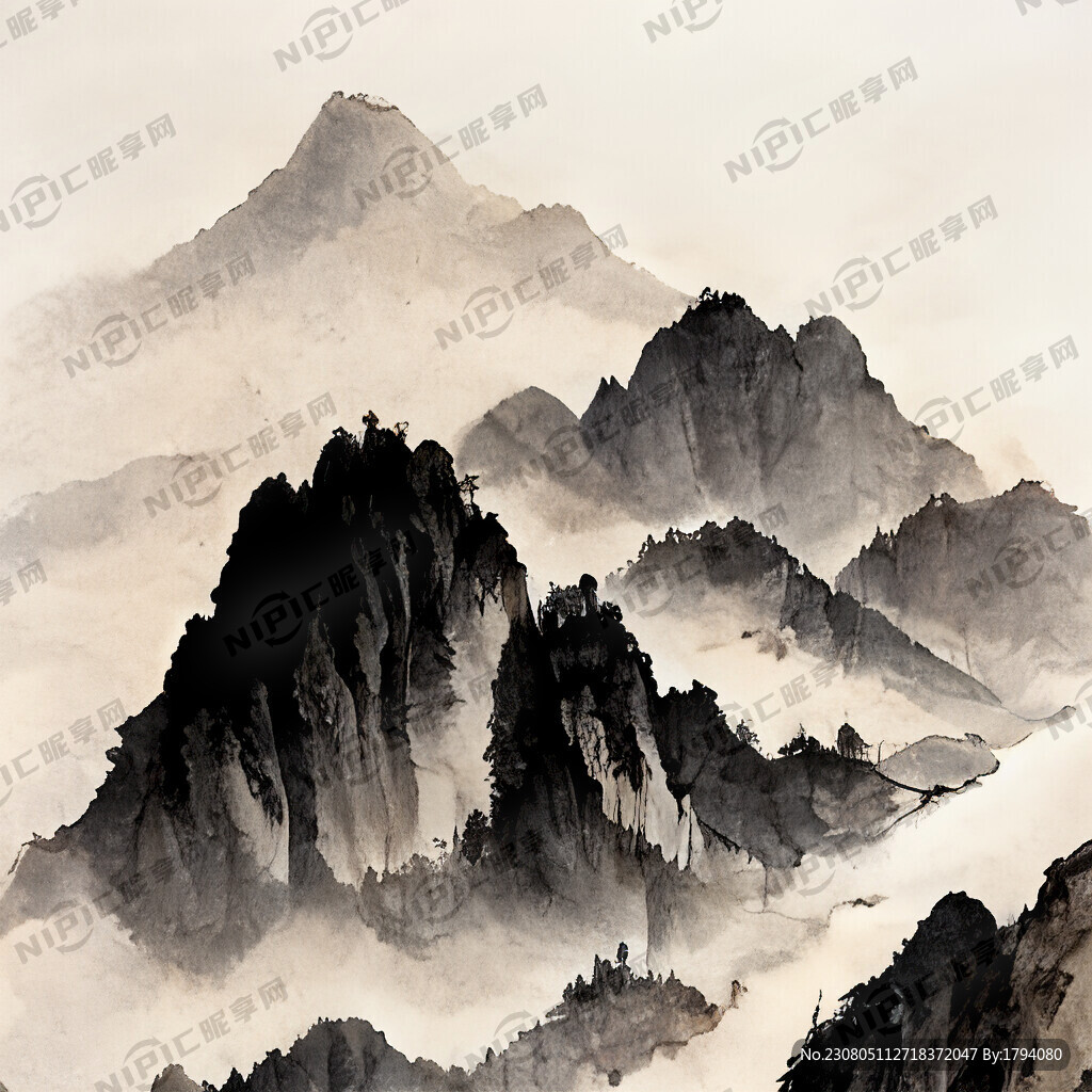 山谷 中国风 中国画 山水