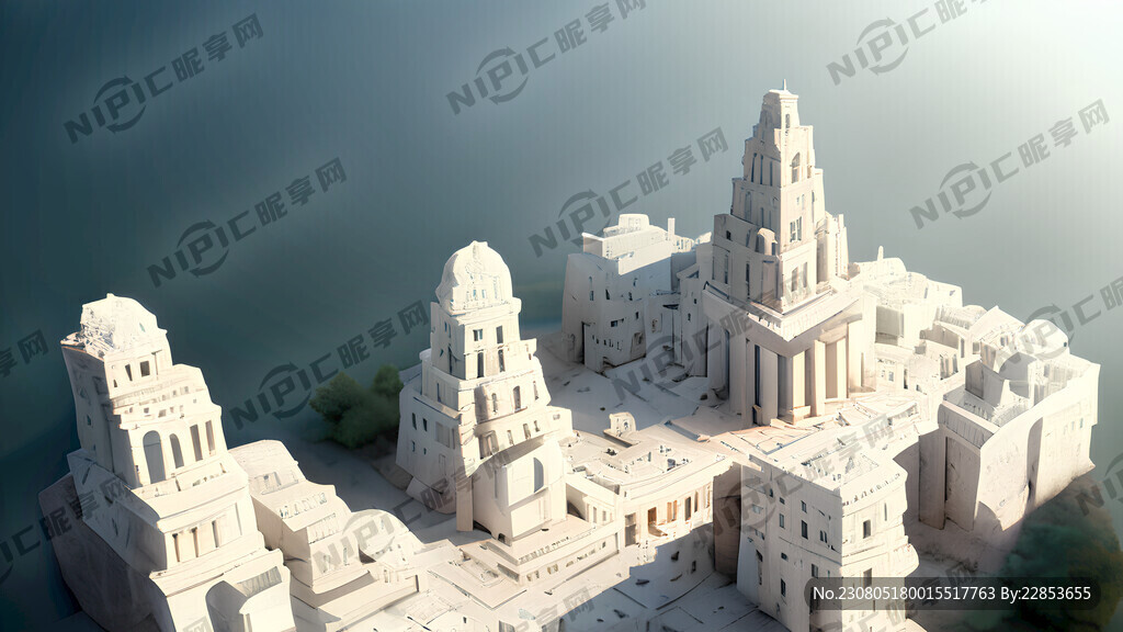 古城白色建模俯视