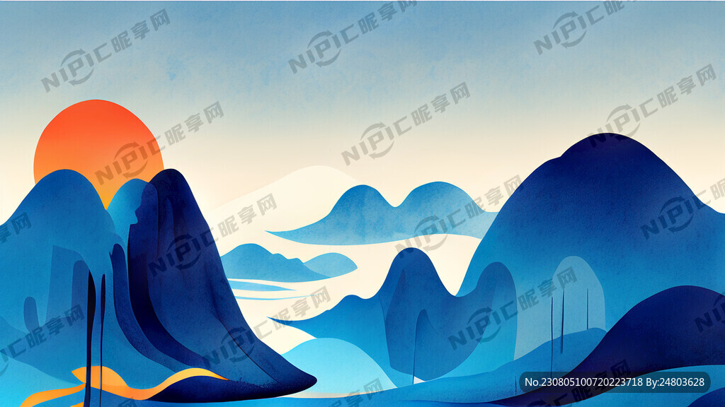 抽象现代感的蓝色海报
