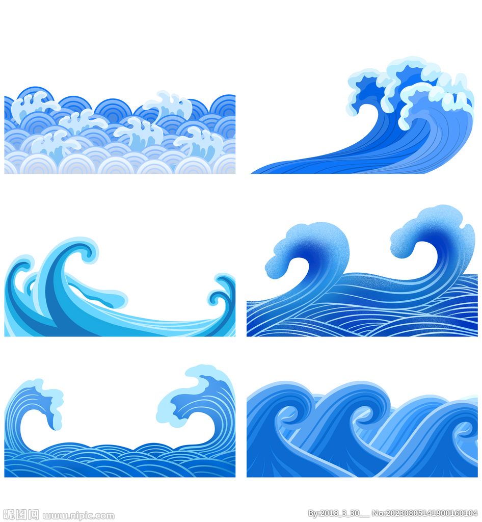 蓝色波浪线条素材