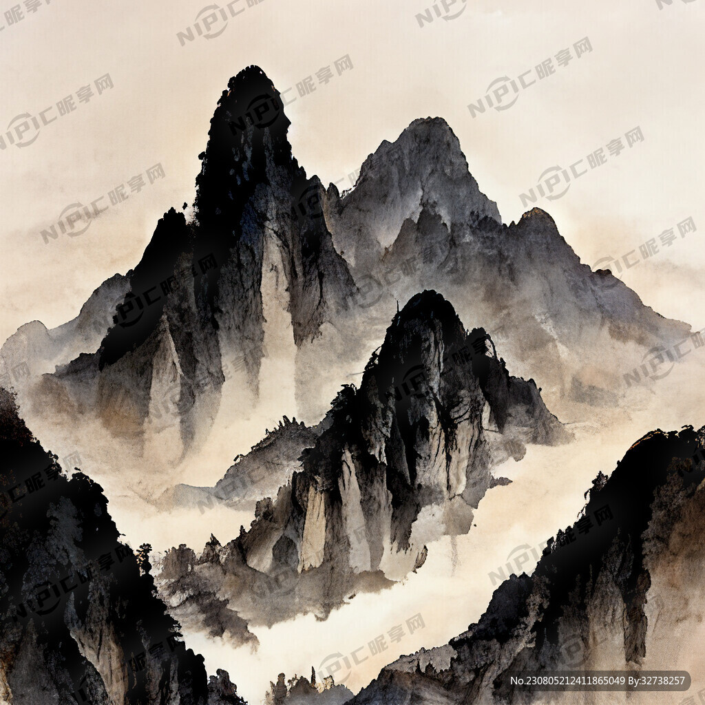 山谷 中国风 中国画 山水