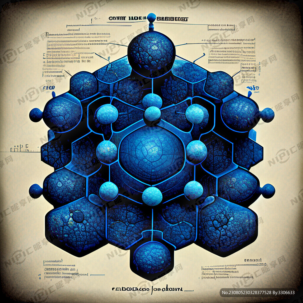 蓝色石墨烯分子结构图