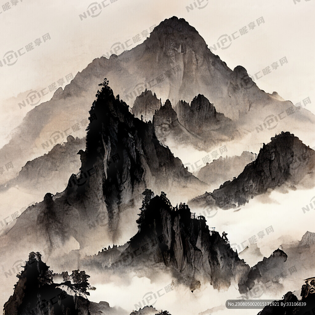 山谷 中国风 中国画 山水