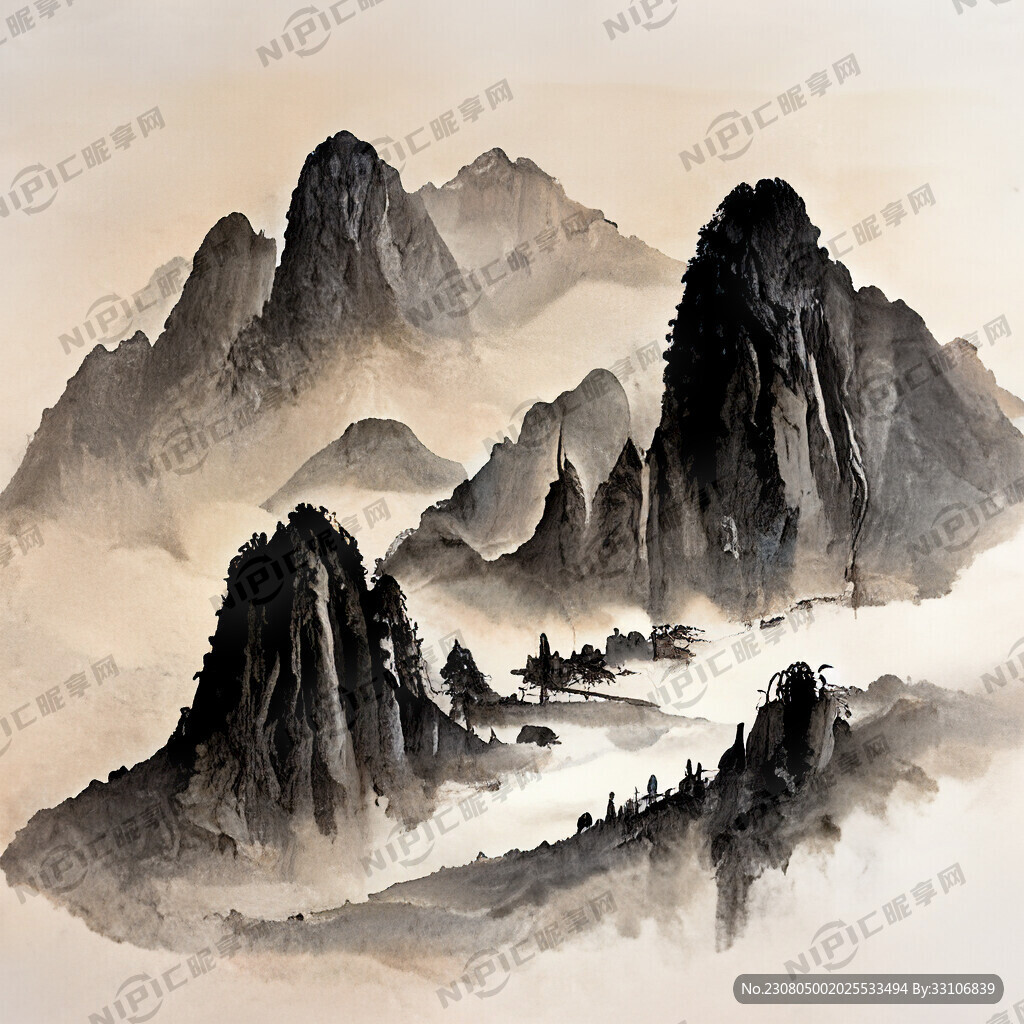 山谷 中国风 中国画 山水