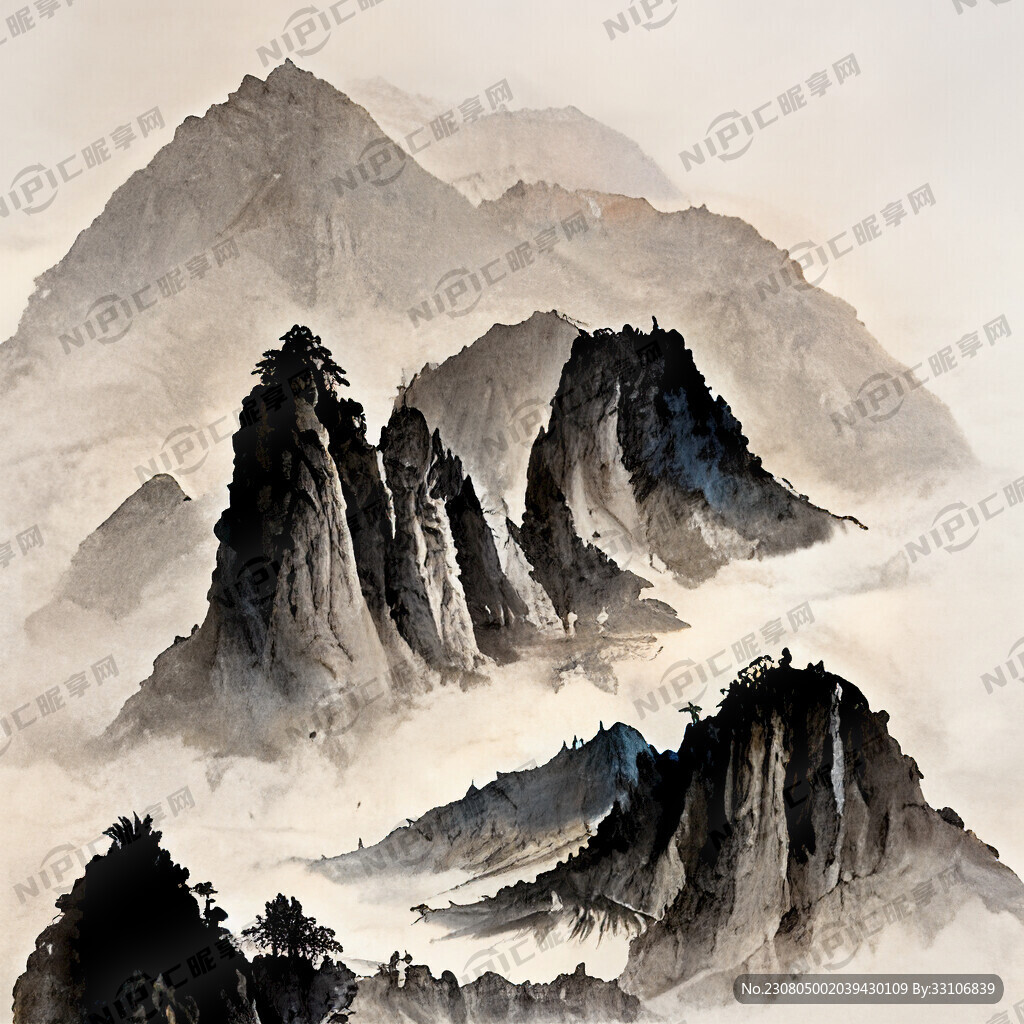 山谷 中国风 中国画 山水