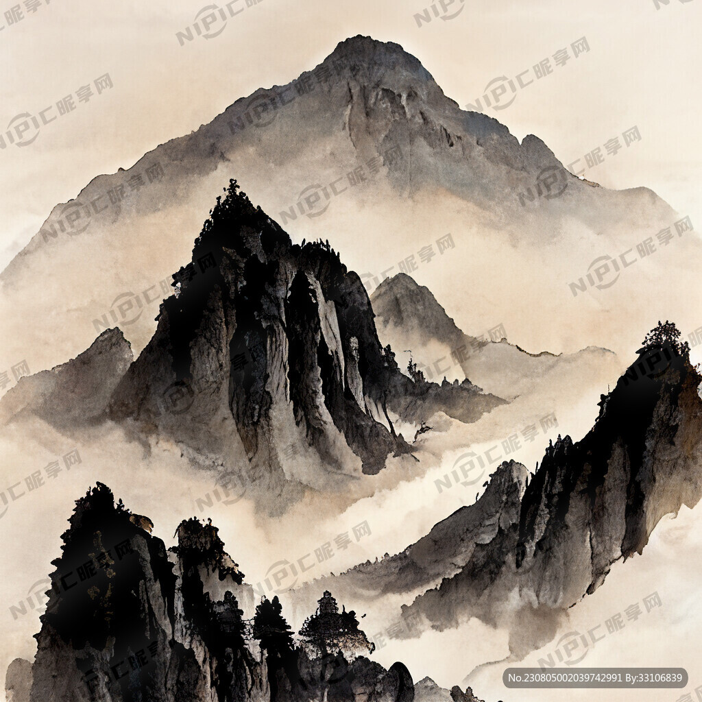 山谷 中国风 中国画 山水