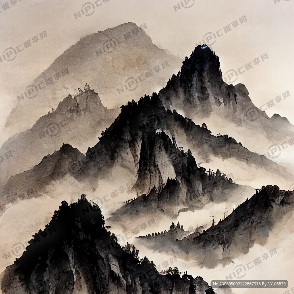 山谷 中国风 中国画 山水