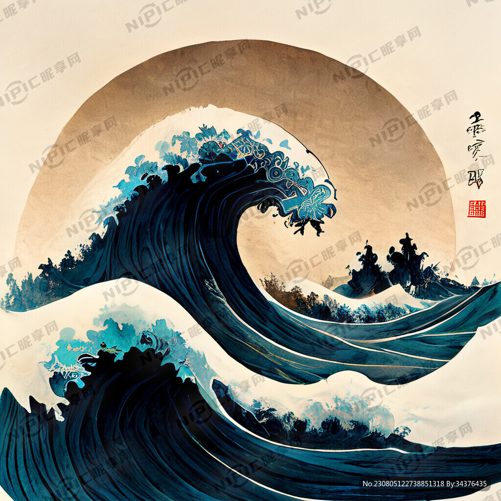 复古中式海浪传统图案