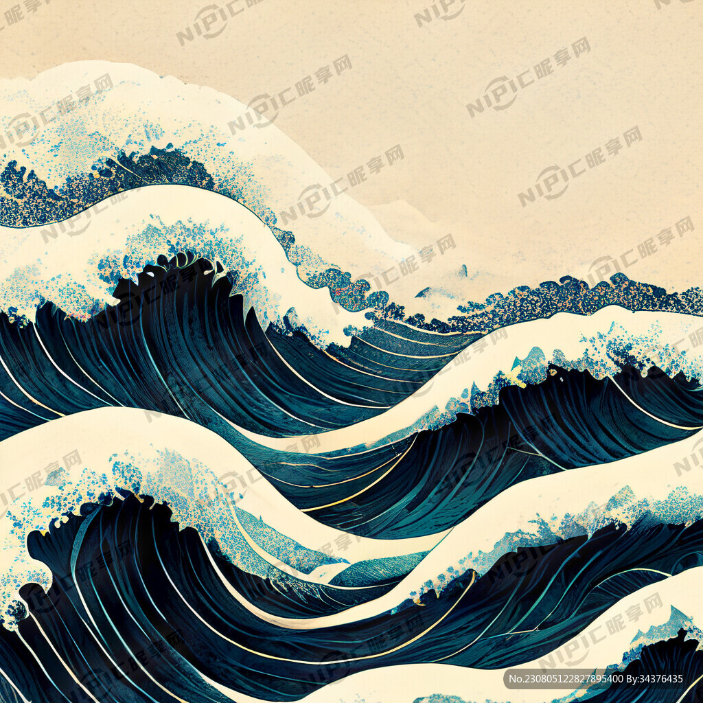 复古中式海浪传统图案