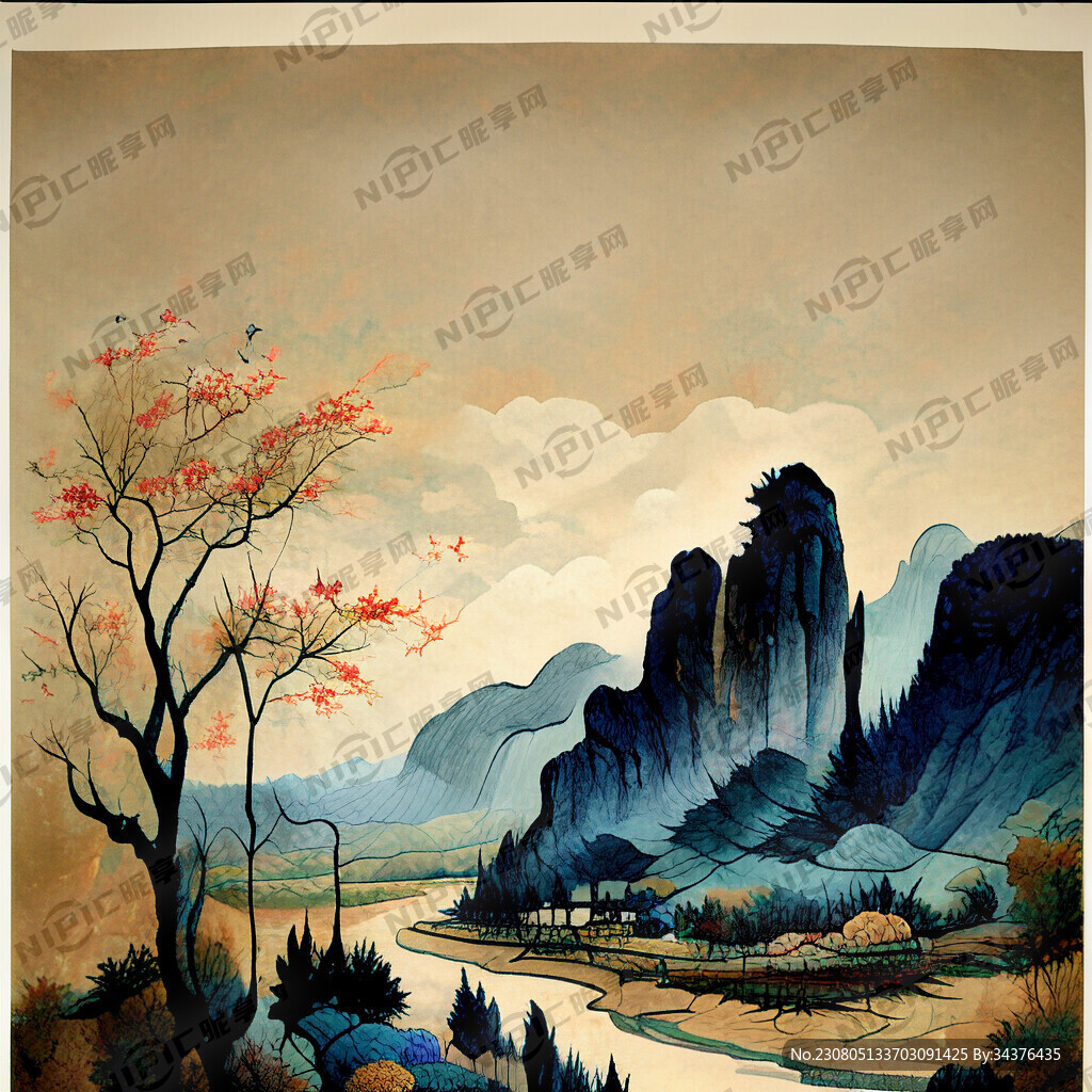 中式传统手绘插画