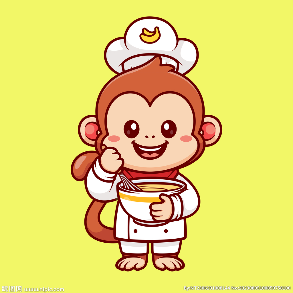 卡通猴子厨师