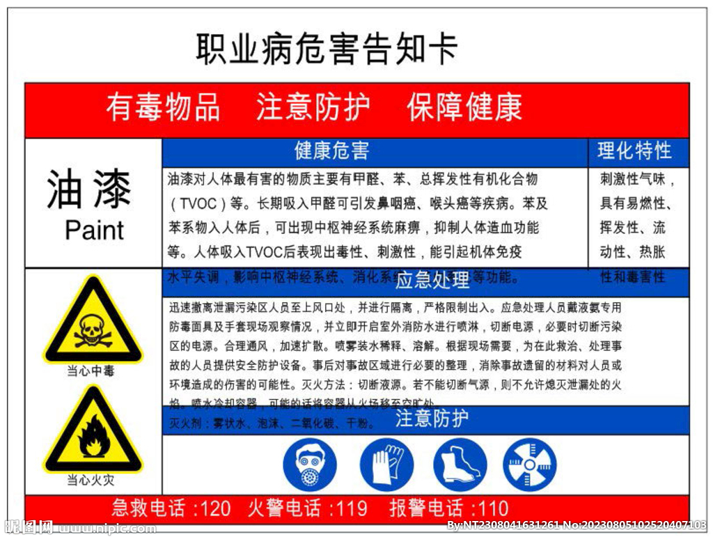 油漆危害告知卡