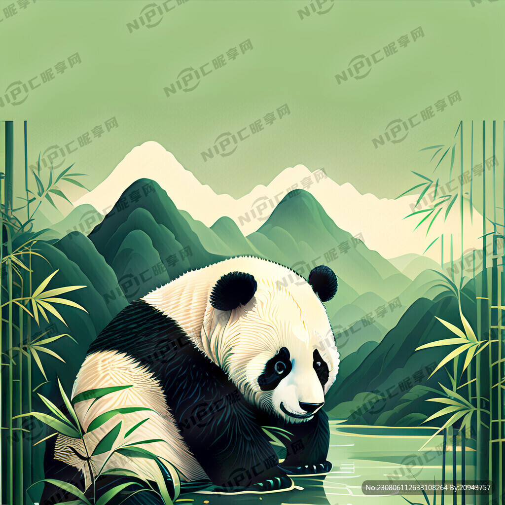 竹子背景清爽图案竹叶很多水活泼