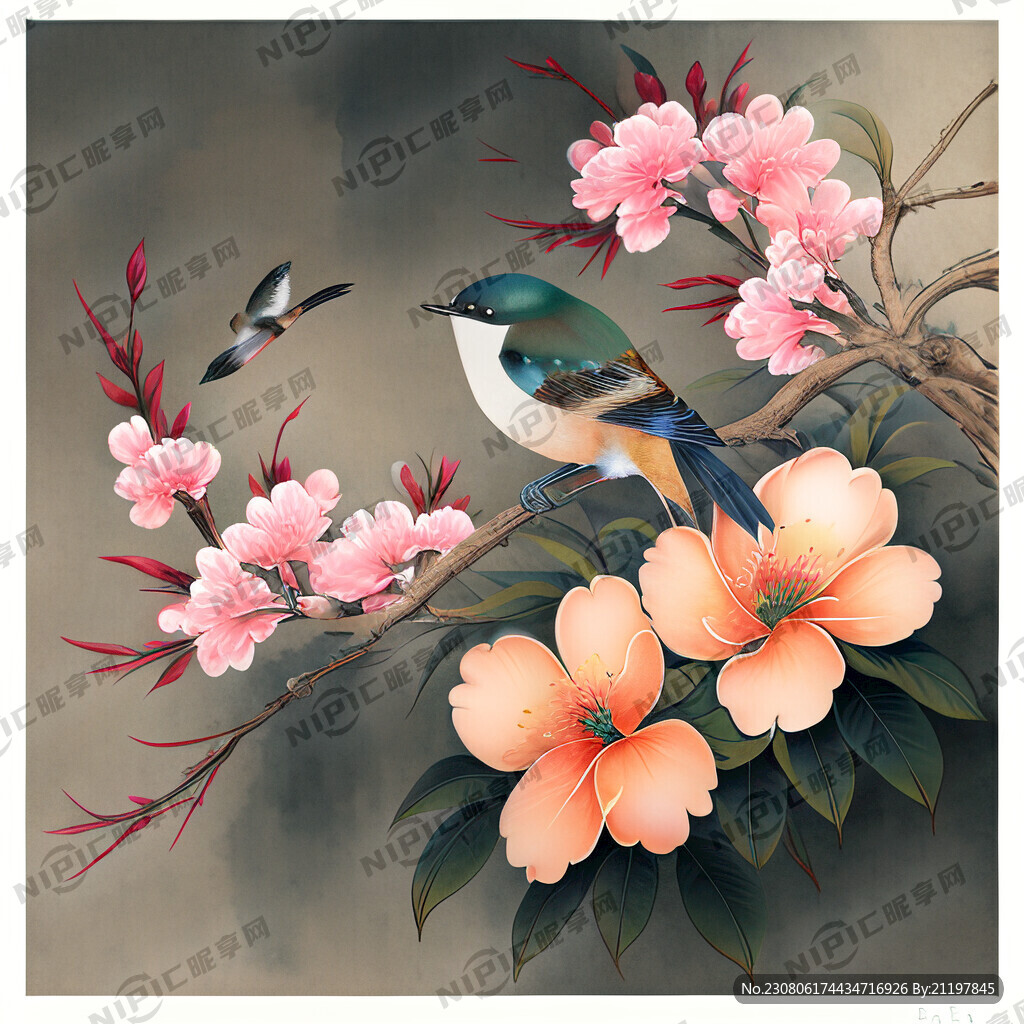 国画 中国画 花鸟画 桃花