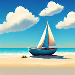 沙滩鞋阳光帆船蓝天白云