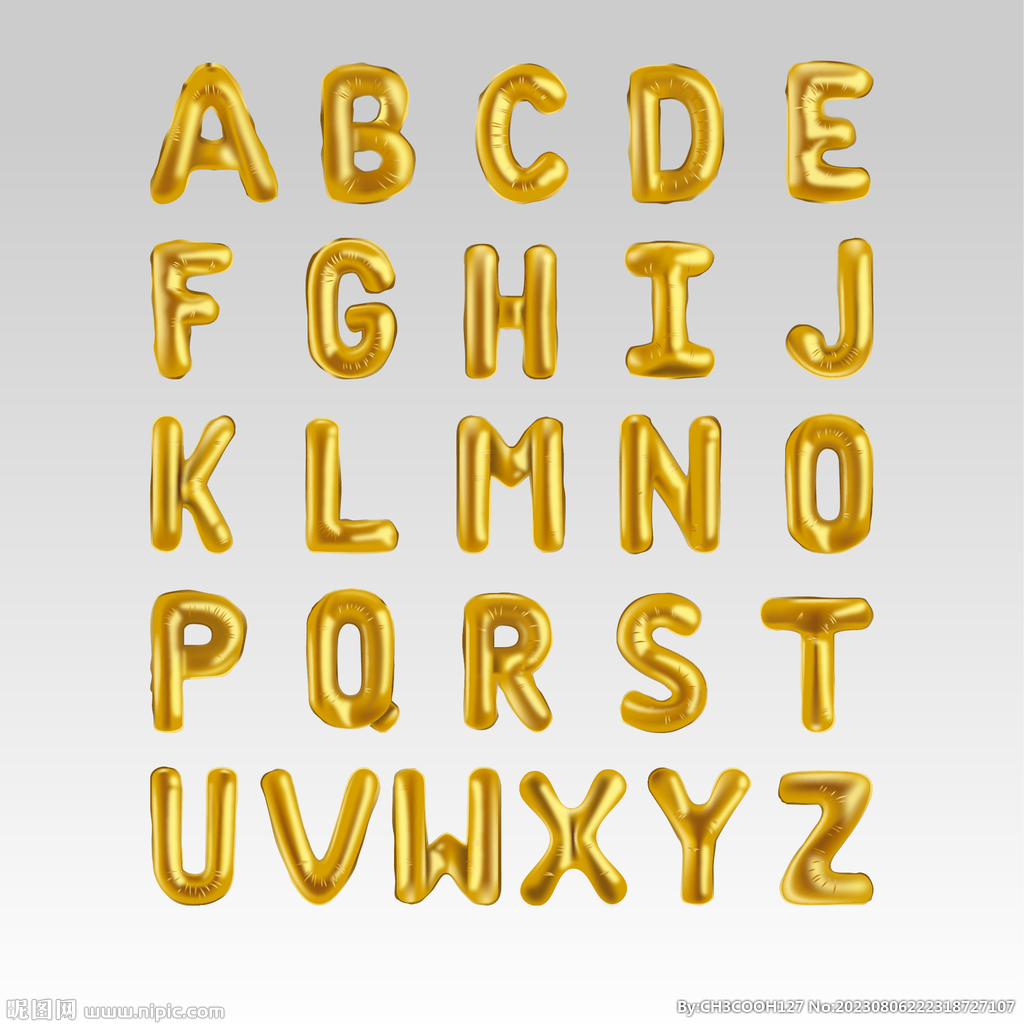 金色气球字母数字图片