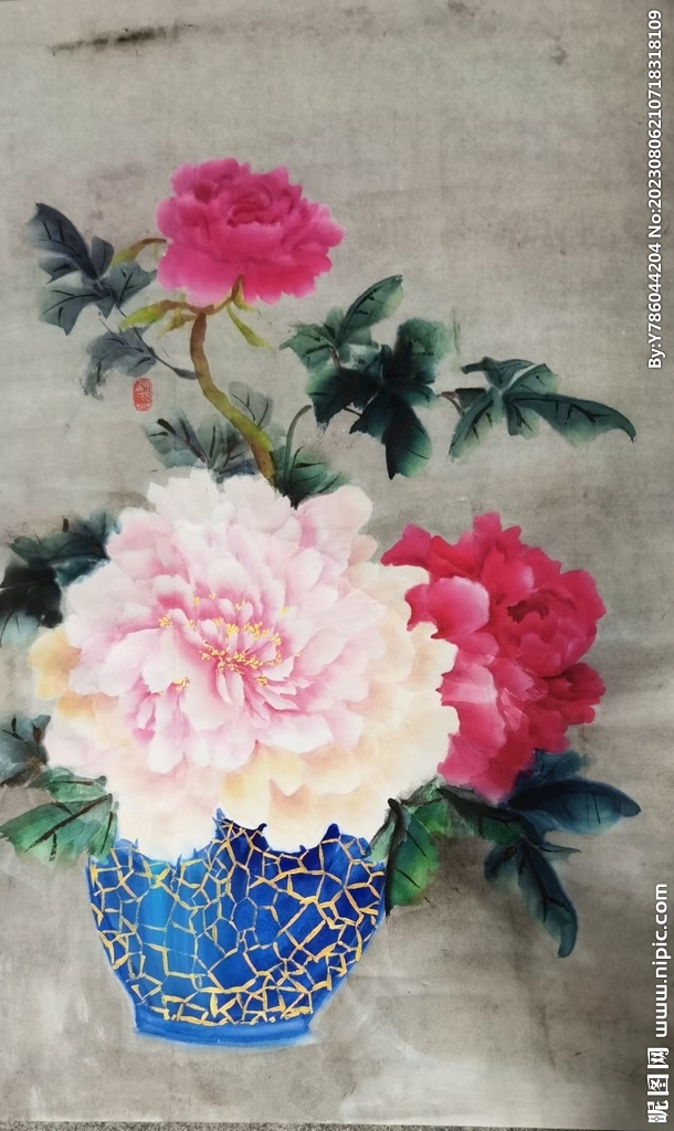 牡丹花   手绘花   国画 