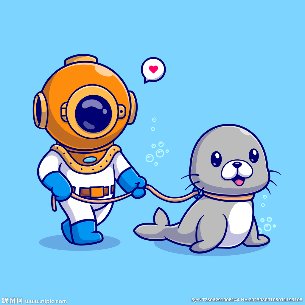 可爱卡通海狮潜水员