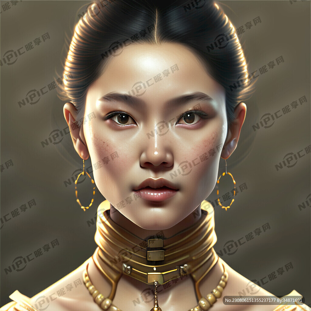 东方女生脖子和脸部正面照片能看