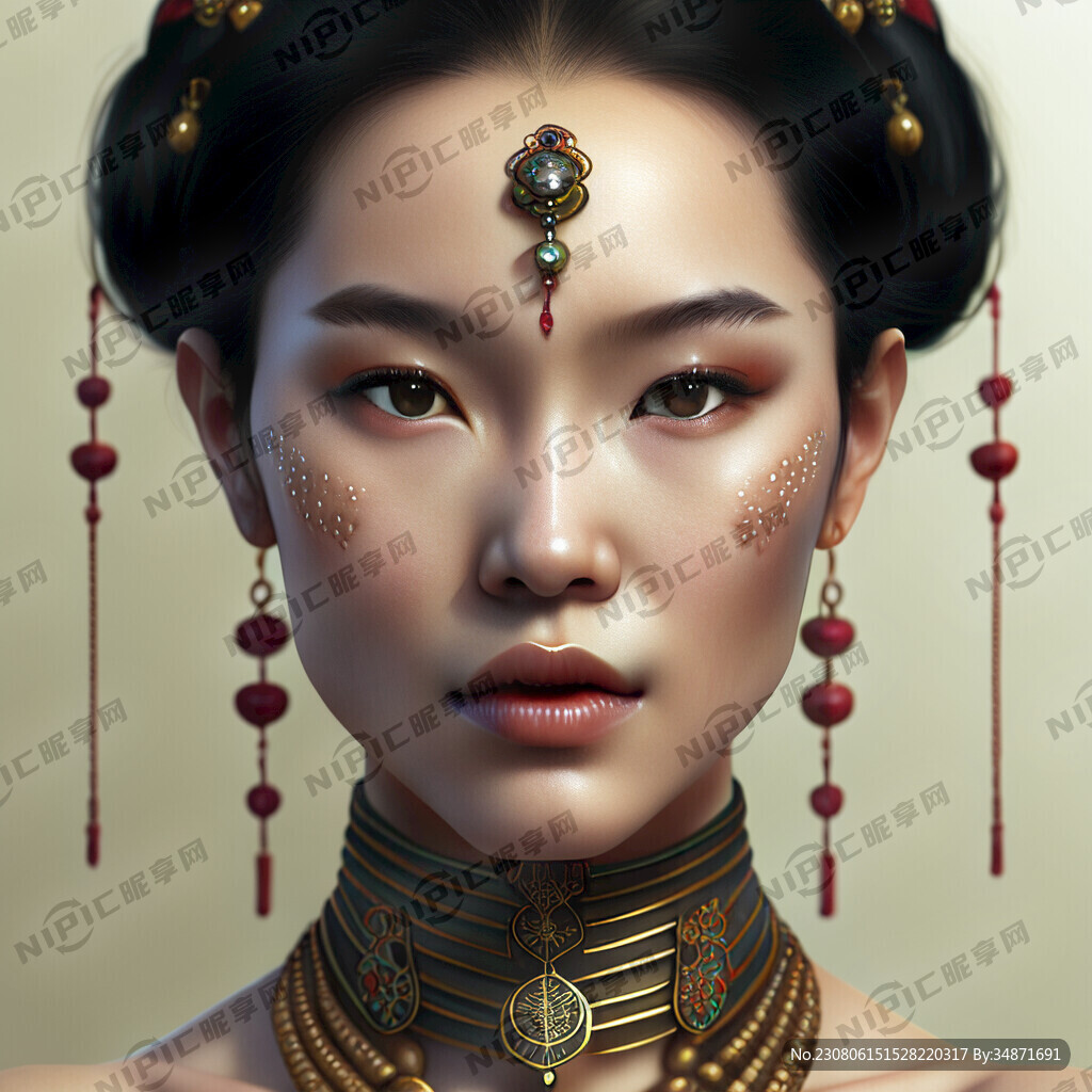 东方女生脖子和脸部正面照片能看