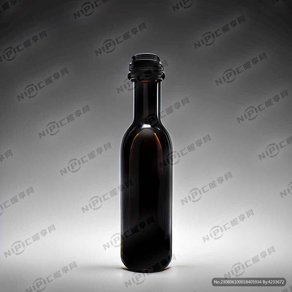 黑盖 细长圆瓶 透明瓶身