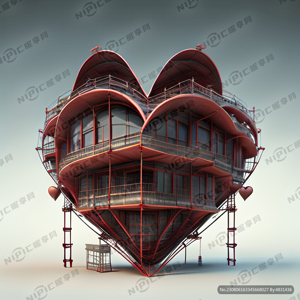 脚手架搭建心形状建筑