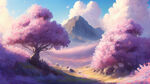 游戏梦幻唯美风景，超高清，细节刻画，紫薇花开放，沐浴在花瓣里满天淡粉色花瓣，飘渺电影般环境，明亮清晰