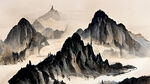山谷，中国风，中国画，山水，水墨风格，写意，意境，高雅，高清，仙风道骨。