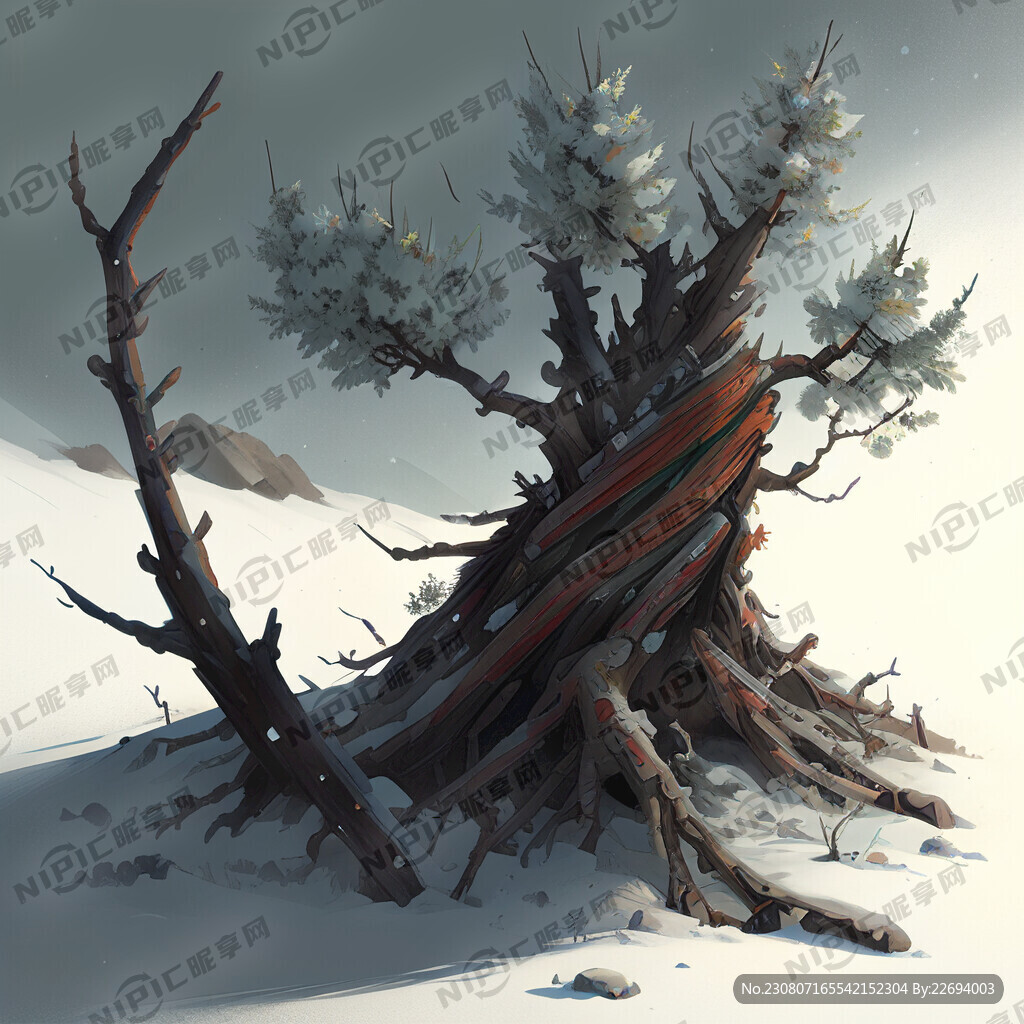 塞北 大雪 残阳 松柏 梅花